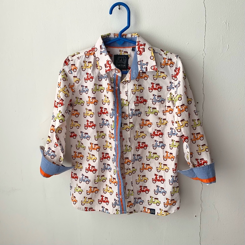 NWT Tuk Tuk Designs 4T child button down shirt, scooter print